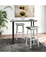 Sugift 2 Pieces 31.5 Inch Upholstered Saddle Barstools with Padded Cushions