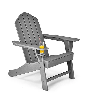 Vebreda Outdoor Adirondack Chair with Built-in Cup Holder for Backyard Porch