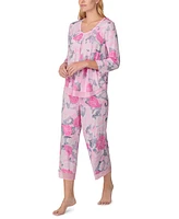 Ellen Tracy Women's Printed Cropped Pajama Set