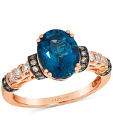 Le Vian London Blue Topaz (3 ct. t.w.) & Diamond (3/8 ct. t.w.) Ring in 14k Rose Gold