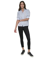 Dkny Jeans Petite Cotton Puff-Sleeve Button-Front Shirt