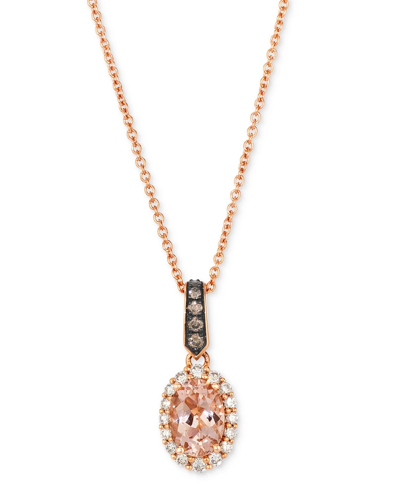 Le Vian Morganite (1/2 ct. t.w.) & Diamond (1/5 ct. t.w.) Oval 20" Adjustable Pendant Necklace in 14k Rose Gold