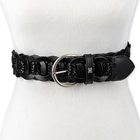 Sam Edelman Women's Casual Woven Linked Genuine Leather Belt