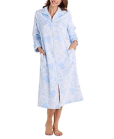 Miss Elaine Women's Floral Fleece Zip-Front Robe