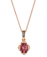 Le Vian Passion Fruit Tourmaline (1-1/20 ct. t.w.) & Diamond (1/20 ct. t.w.) 20" Adjustable Pendant Necklace in 14k Rose Gold