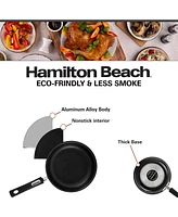 Hamilton Beach Nonstick Interior Fry Pan 8-Inch - Black Aluminum Fry Pan with Soft Touch Bakelite Handle - Flared Edge