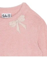 Stella 88 Big Girls Fuzzy with Bow Applique Sweater