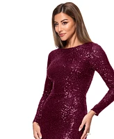 Xscape Women's Sequined Long-Sleeve Sheath Dress