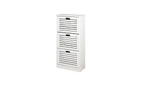 Slickblue Wooden Shoe Cabinet for Entryway, White Shoe Storage Cabinet with 3 Flip Doors