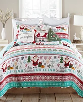 Levtex Merry Bright Ho Ho Holidays Reversible 3-Pc. Quilt Set, King/California King