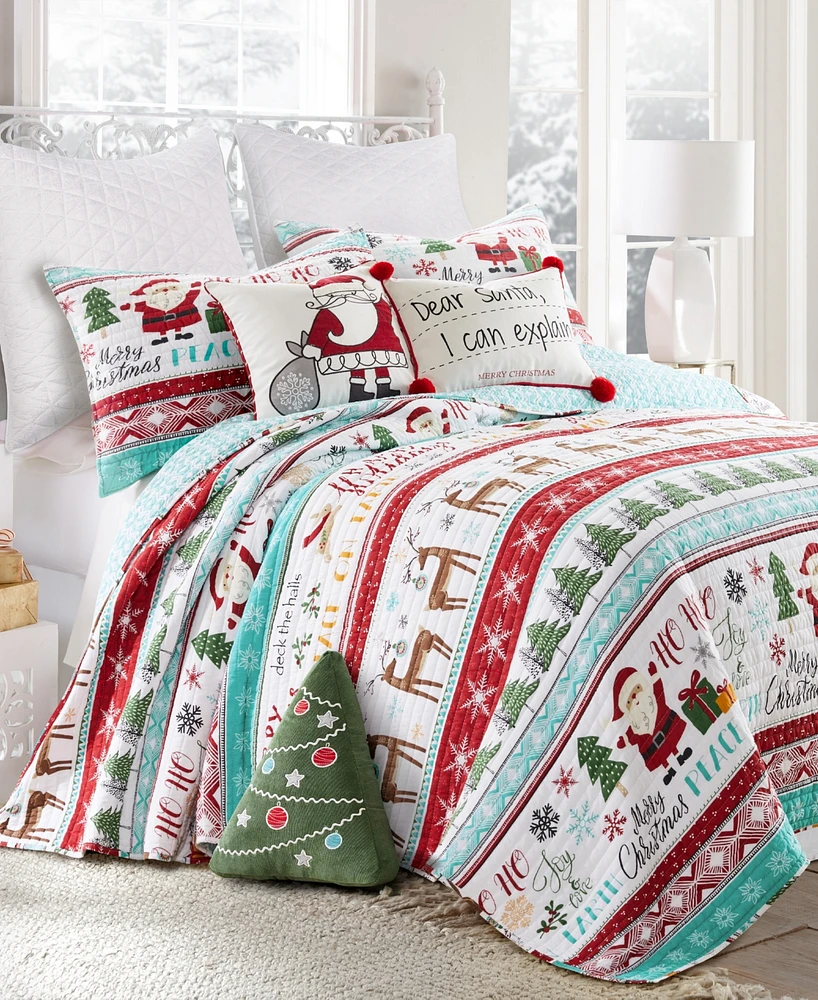 Levtex Merry Bright Ho Ho Holidays Reversible 3-Pc. Quilt Set, King/California King