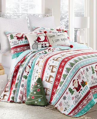 Levtex Merry Bright Ho Ho Holidays Reversible 3-Pc. Quilt Set, King/California King