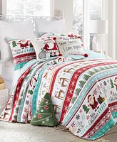 Levtex Merry Bright Ho Ho Holidays Reversible 3-Pc. Quilt Set, King/California King