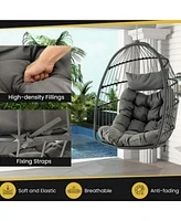 Sugift Hanging Egg Chair Wicker Swing Hammock Chair