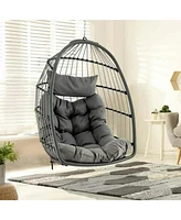 Sugift Hanging Egg Chair Wicker Swing Hammock Chair