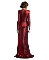 Tadashi Shoji Esau Metallic Crisscross Draped Gown