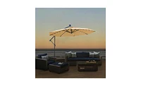 Slickblue 10 Ft Solar Led Patio Umbrella – Offset Hanging Cantilever Umbrella with Easy Open Adjustment & 32 Led Lights