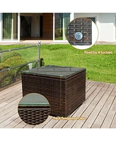 Sugift 3 Pieces Patio Conversation Rattan Furniture Set with Cushion