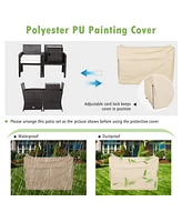 Sugift 3 Pieces Patio Wicker Furniture Set with Storage Table and Protective Cover