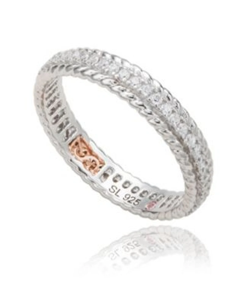 Suzy Levian New York Suzy Levian Sterling Silver Cubic Zirconia French Filigree Eternity Band