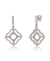 Suzy Levian Sterling Silver White Cubic Zirconia Trellis Filigree Drop Dangle Earrings