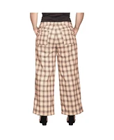 Standards & Practices Women's Wide Leg Woven Plaid Pants