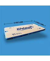 Wateraft 13' x 6' Inflatable Floating Island Dock Platform Raft, White/Blue