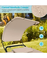 Inolait Sugift Patio Hanging Chaise Lounge Chair with Canopy Cushion Pillow and Storage Bag