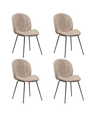 10/11/2024 Gymax Modern Dining Chairs Set of 4 Velvet Accent Chairs w/ Sturdy Metal Legs Coffee