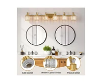 gaomon Bathroom Vanity Light Fixtures Modern Crystal Vanity Light Fixtures Over Mirror FF0C;6 Light Modern Crystal Wall Lighting with Square Shade Gol