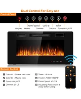 Gymax 36-inch Recessed Wall Mounted Electric Fireplace Heater w/ Remote Control