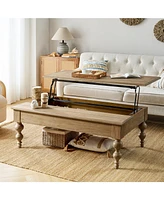 Hulala Home Gaston Farmhouse Lift Top 4 Legs Coffee Table with Storage