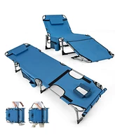 Sugift 5-position Outdoor Folding Chaise Lounge Chair