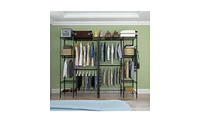 Slickblue Portable Metal Closet Organizer Garment Rack with Clothes Hanger and Home Shelf for Efficient Storage