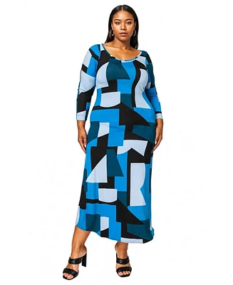 L I V D Plus Ozean Azul Maxi Dress