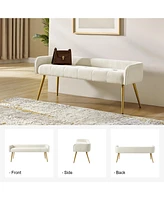 Hulala Home Modern Luis 55.25" Wide Bench with Sturdy Golden Metal Tapered Leg