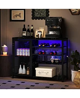 Slickblue Bar Cabinet and Wine Storage Credenza with Racks Stemware Holder for Liquor Beverage Organization