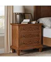 Hulala Home Daniele Transitional 3 - Drawer Nightstand with Built-In Outlets