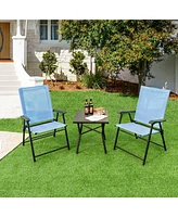 Sugift Patio Dining Chair Set of 2 with Armrests and Metal Frame