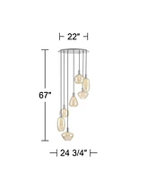 Possini Euro Design Myriad 23 3/4" Modern Pendant Chandelier Ceiling Light Fixture Dining Room Over Table Kitchen Island Foyer Hanging 6-Light Silver