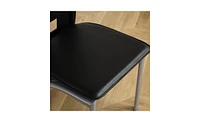 Slickblue 4-Piece Pu Leather Dining Chair Set with Long Backrest, Square Hollow Design, Black Cushion & Electroplated Legs