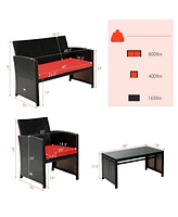 Vebreda Sugift 4 Pieces Patio Rattan Cushioned Furniture Set