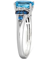 Le Vian Blue Topaz (2 ct. t.w.), Blueberry Sapphire (1/6 ct. t.w.) & Nude Diamond (1/20 ct. t.w.) Statement Ring in 14k White Gold