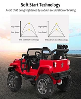 Sugift 12V Electric Ride On Truck with Parental Remote Control and Led Lights