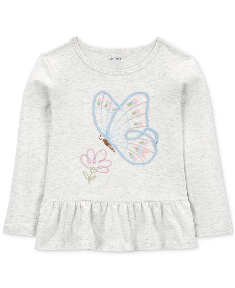 Carter's Toddler Girls Butterfly Cotton Jersey Long-Sleeve Peplum Top