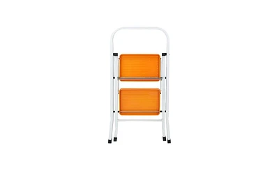 Slickblue 2-Step Folding Ladder with Anti-Slip Wide Pedals – Steel Frame for Stability and Safety