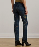 Lauren Ralph Women's Print High-Rise Straight Ankle Jeans