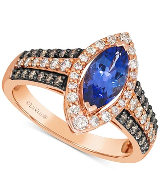 Le Vian Blueberry Tanzanite (1 ct. t.w.), Nude Diamond (3/8 ct. t.w.) & Chocolate Diamond (1/4 ct. t.w.) Ring in 14k Strawberry Gold