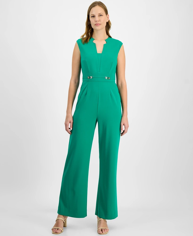 Tahari Asl Women's Notch-Neck Sleeveless Jumpsuit