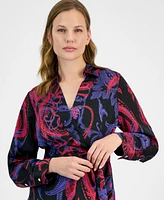 Tahari Asl Women's Printed Faux-Wrap Dress